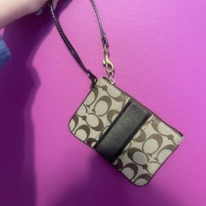 Coach Signature Brown and Black Wristlet